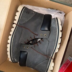 Timberland Gray and Black Ankle Boots with Rugged Sole
